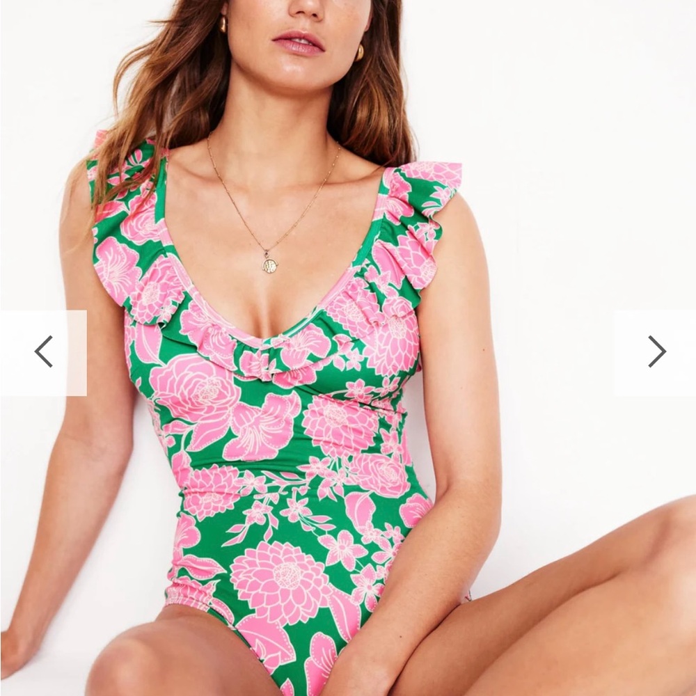 Boden Pink and Green Floral One Piece Swimsuit - Picture 5 of 7